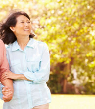 Couple outside walking