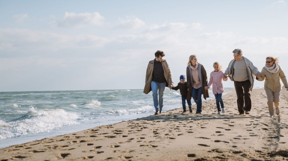 Family on beach