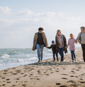 Family on beach