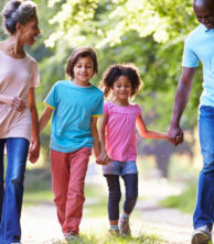 Family walking outside