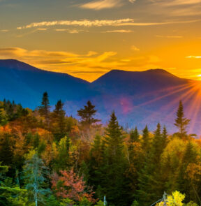 NH mountains and sunset