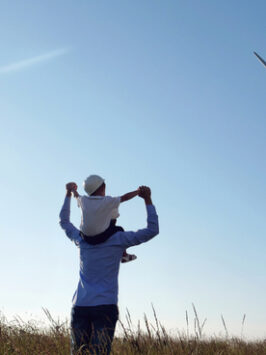 Windmill and father with son