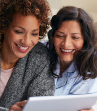 Couple looking at screen