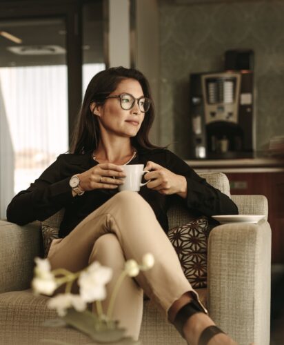 Woman drinking coffee